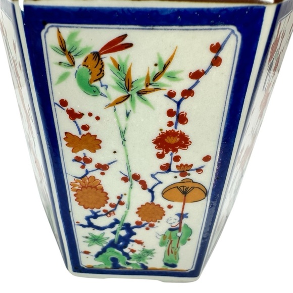 Vintage The Toscany Collection Japan Loose Tea Jar Holder Hexagon Asian Floral - Picture 3 of 10